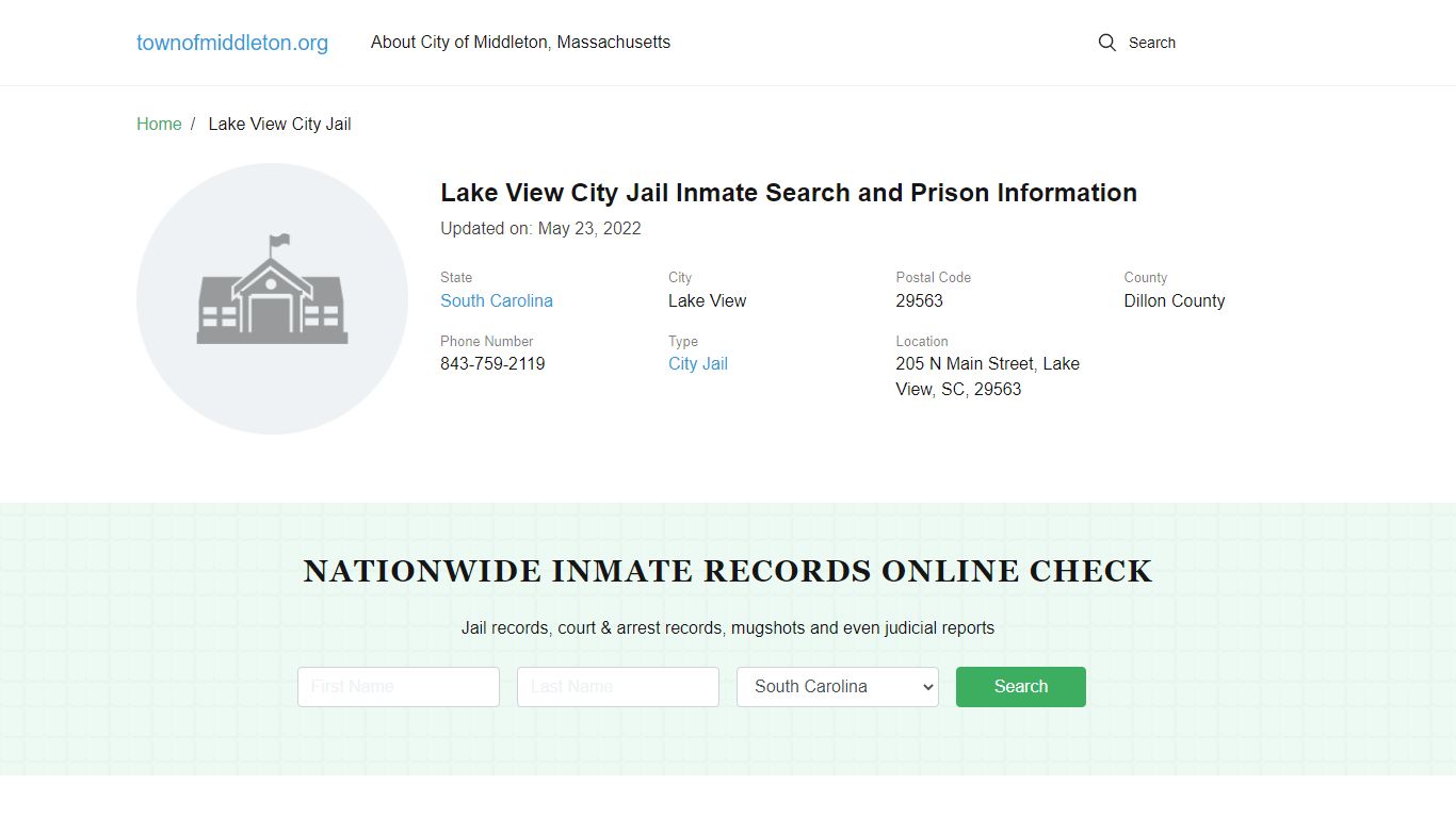 Lake View City Jail Inmate Search and Prison Information